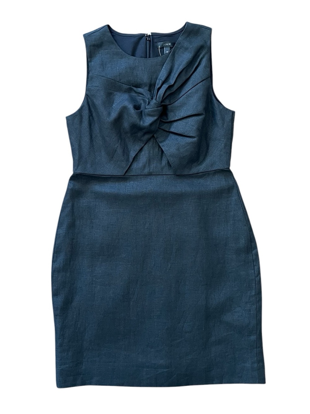 NWT J.Crew Draped Twist-Front Linen Sheath Dress - Black